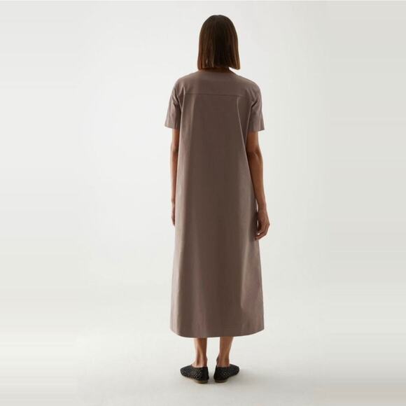 COS Long Cotton A-Line Column Maxi Dress size 8 Medium Mole Gray - Picture 4 of 13